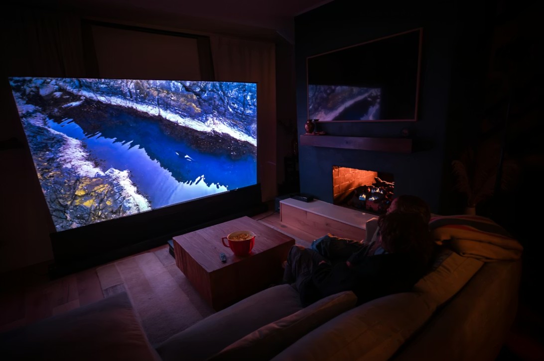 Home theater with large screen